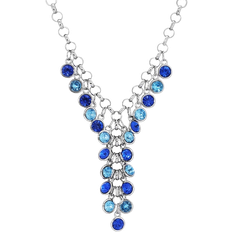 1928 Jewelry Link Round Y Necklace - Silver/Blue