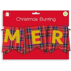 Rojo Guirnaldas y Confetis Merry Christmas Fabric Christmas Bunting