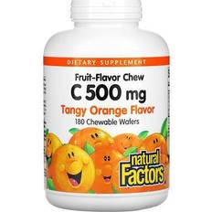 Natural Factors Fruit-Flavor Chew Vitamin C, Tangy Orange, 500 mg, 180 Chewable Wafers