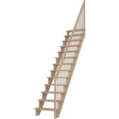 Trapper Dolle Lyon trappa 1/4 höger svängd m/vertikal träräcke (65cm bred)