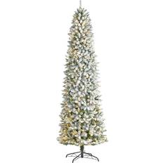 Polyester Christmas Trees Nearly Natural 9-ft Slim Flocked Montreal Fir Artificial Christmas Tree 108"