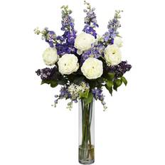 Flowers Rose, Delphinium and Lilac Silk Flower Arrangement