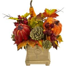 Fiori Nearly Natural Composizione Artificiale Zucca Bacche Foglie Acero