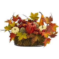 Nearly Natural Large Pumpkin, Gourd, Berry and Maple Leaf Artificial Arrangement