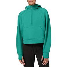 Laslulu Women's Thumb Hole 1/2 Zipper Long Sleeve Crop Top Hoodie