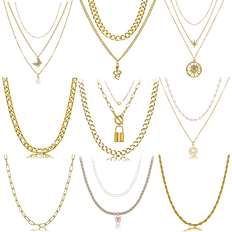 Finetoo 9PCS Gold Necklace Set B09GK6H1H5