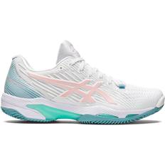 Polyurethane - Women Racket Sport Shoes Asics Solution Speed FF 2 Clay W - White/Frosted Rose