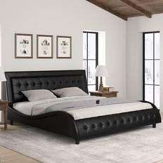 Bed Frames Hoomic King Size Platform with Adjustable Headboard