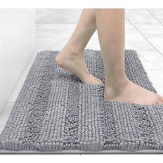 High Pile Bath Mats Chenille Blue, Black, Brown, White, Grey 40.6x61cm