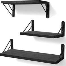 Bayka Floating Black Wall Shelf 14cm 3pcs