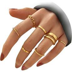 Gold Plated - Women Jewelry Sets Faxhion Knuckle Rings Set - Gold