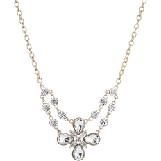 1928 Jewelry Flower Statement Necklace - Gold/Transparent