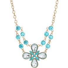 1928 Jewelry Flower Statement Necklace - Silver/Blue