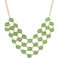 1928 Jewelry Oval Statement Necklace - Gold/Green