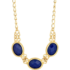 1928 Jewelry Oval Collar Necklace - Gold/Blue