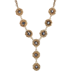 1928 Jewelry Flower Y Necklace - Gold/Blue