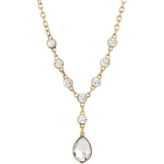 1928 Jewelry Link Y Necklace - Gold/Transparent