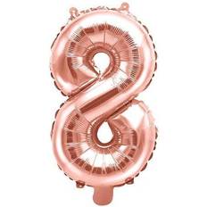 PartyDeco Foil Balloon Number 8 35cm Rose Gold