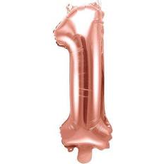 Number Balloons PartyDeco Foil Balloon Number 1 35cm Rose Gold