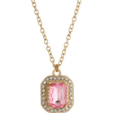 1928 Jewelry Pendant Necklace - Gold/Pink/Transparent