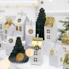 Calendriers de l'Avent PartyDeco Papir Julekalender Julehuse 24 stk.