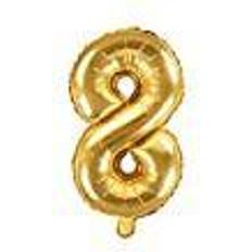 PartyDeco Foil Balloon Number 8 35cm Gold