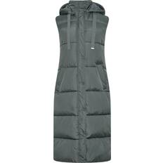 Grey Vests LTS Longline Hooded Puffer Gilet - Grey