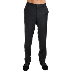 Dolce & Gabbana Gray Pants Dolce & Gabbana Cotton Patterned Formal Trousers - Gray