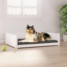 vidaXL Hundbädd vit 95,5x65,5x28 massiv furu