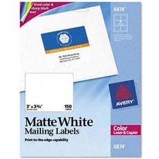 Avery 6874 Laser Labels for Color Printing 3 x 3-3/4 White 150 Pack