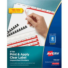 Avery Print and Apply Index Maker Clear Label Unpunched Dividers, 8-Tab, AVE11444