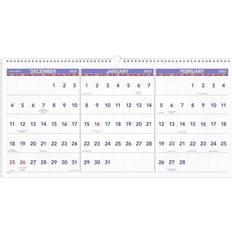 2023 AT-A-GLANCE 12" x 24" Three-Month Wall Calendar, White/Purple/Red (PM14-28-23) White