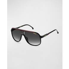Carrera Logo-Bridge Polarized Rectangle Sunglasses BLACK RED