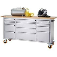 Lockable Drawers Work Benches Trinity 72 in. Stainless Steel Rolling Workbench instock TLSF-7209