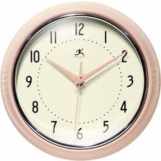 Pink Clocks Infinity Instruments 9.5" Retro Metal Wall Pink Wall Clock