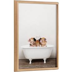 Plast Vægdekorationer Kate and Laurel Blake 18" X 24" Three Little Pigs In Vintage Bathtub Glass Print Natural Natural 24in X 18in Vægdekorationer