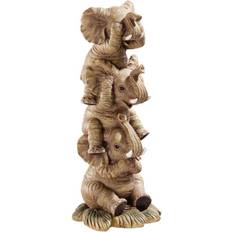 Design Toscano Hear-No, See-No, Speak-No Evil Stacked Elephants Collectible Statue, 25.5 cm, Polyresin, Full Color Figurine