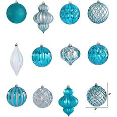 Blue Christmas Tree Ornaments Nearly Natural Holiday Lux Shatter-Resistant 12 Piece Ornament Set with Re-Useable Box Blue Christmas Tree Ornament