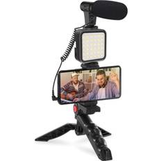 Vlogger kit Platinet Kit Complet Universel Vlogger pour Smartphone, Appareil Photo, Caméra Avec Trépied Micro Projecteur 36 LED V-Logging Kit Shotgun, Photo, Video, Stream