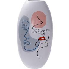 White Vases Dkd Home Decor Face White Resin Multicolour (20,5 x 20,5 x 38 cm) Vase