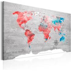 Rouge Arts encadrés Artgeist Tableau - World Map Red Roam - 60x40 (10913) Art encadré