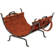 Uniflame Wide Olde World Wood Holder with Suede Leather Log Carrier