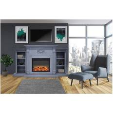 Cambridge Fireplaces Cambridge Sanoma 72 in. Electric Fireplace with Enhanced Log Display in Blue, Slate Blue