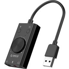 Cartes son Orico Portable USB External Sound Card Microphone 3-Port Output Volume