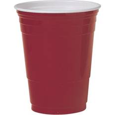 Red Paper Cups Solo Plastic Party Cold Cups, 16oz, Red, 50/Bag, 20 Bags/Carton