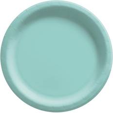 Blue Disposable Plates Amscan Round Paper Plates, 8-1/2” Robin's Egg Blue, Pack Of 150 Plates