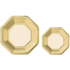 Beige Disposable Plates Amscan Octagonal Premium Plates, Vanilla Crï¿½me, 20 Plates Per Pack, Case Of 2 Packs