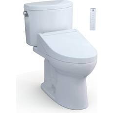 Toilets Toto Drake II 28 1/2" Two-Piece 1.28 GPF Single Flush Elongated Toilet and Washlet C5 in Cotton, MW4543084CEFG#01