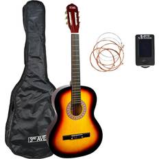 Naranja Guitarras acústicas 3rd Avenue Paquete Para Principiantes Con Cuerdas De Nailon Español Para Guitarra Clásica Para Niños, Tamaño 3/4, 6 Meses De Lecciones Gratis, Bolsa Y Cuerdas Sunburst