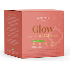 Zinc Bebidas Nutricionales Wellexir Glow Beauty Collagen Drink Peach Ice Tea 6g 30 pcs